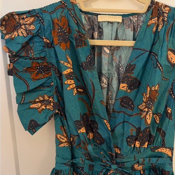 Ulla Johnson Sena Lagoon Blue Floral Mini Dress - Picture 3 of 8